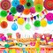Cinco De Mayo Fiesta Party Decorations - Multi-Color Hanging Paper Fan, Tissue Paper Pom Poms, Circle Dots Garland, Triangle Pennant for Mexican Birthday Decorations